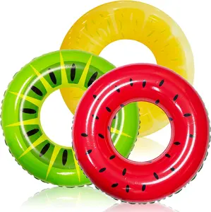 3-Pack Fruit Pool Float Rings – Inflatable Water Tubes for Summer Fun! (Kiwi, Watermelon, Lemon) ️Inflatable Floating Water Lounger