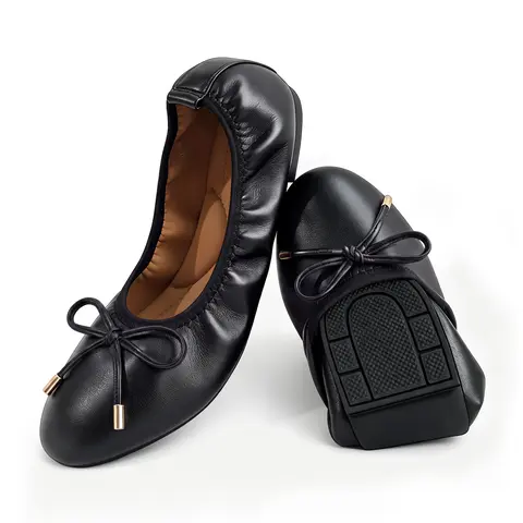 BERNESS Pam Women's Formal Casual Flats - Soft Elastic Slip-On Cute Walking Shoes with Round Toe, Bow Detail, Lightweight Footwear for Daily Wear & Work