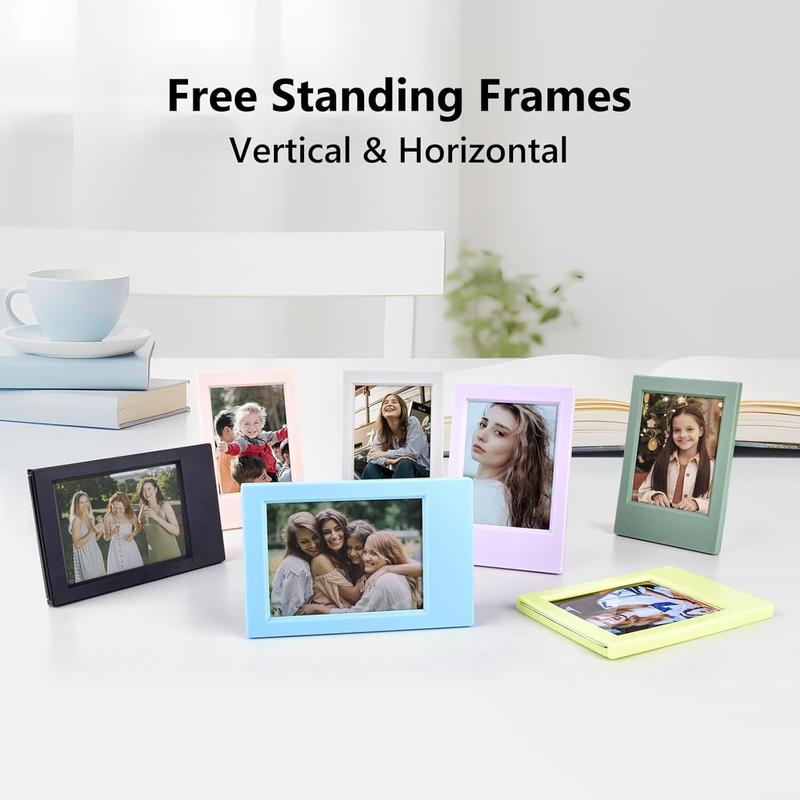 7 Packs 2x3 Mini Photo Frames Set with Clear Protective Film- Desk Stand Up Display Small Size Picture Frames for Fuji Instax mini 12/11/evo/41/40/99/SE/9/8/7+ Photo/Polaroid 3-Inch Films - Home Improvement.