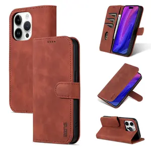 Fashion Leather Phone Case with Card Holder, Shockproof Phone Protective Cover, Phone Accessory Compatible with iPhone 16 15 14 13 12 11 Pro Max, Casing