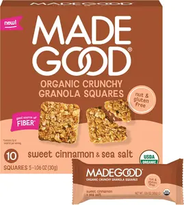 MadeGood Sweet Cinnamon & Sea Salt Crunchy Granola Squares (5 Count)