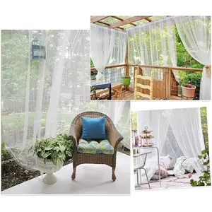RYB HOME Outdoor Mosquito Net for Porch/Patio/Canopy/Gazebo - 2 Panels Waterproof Outdoor Sheer Tulle Curtains Mesh Net Privacy Drapes with DIY Adjustable Length, White, W118 x L98 inches