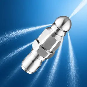 2pcs, 65000 PSI Sewer Jet Nozzle, Pressure Washer Drain Jetter Hose Nozzle, Stainless Steel Sewer Cleaning Accessory with 1/4" Quick Connector for Pipe Drain Cleaning