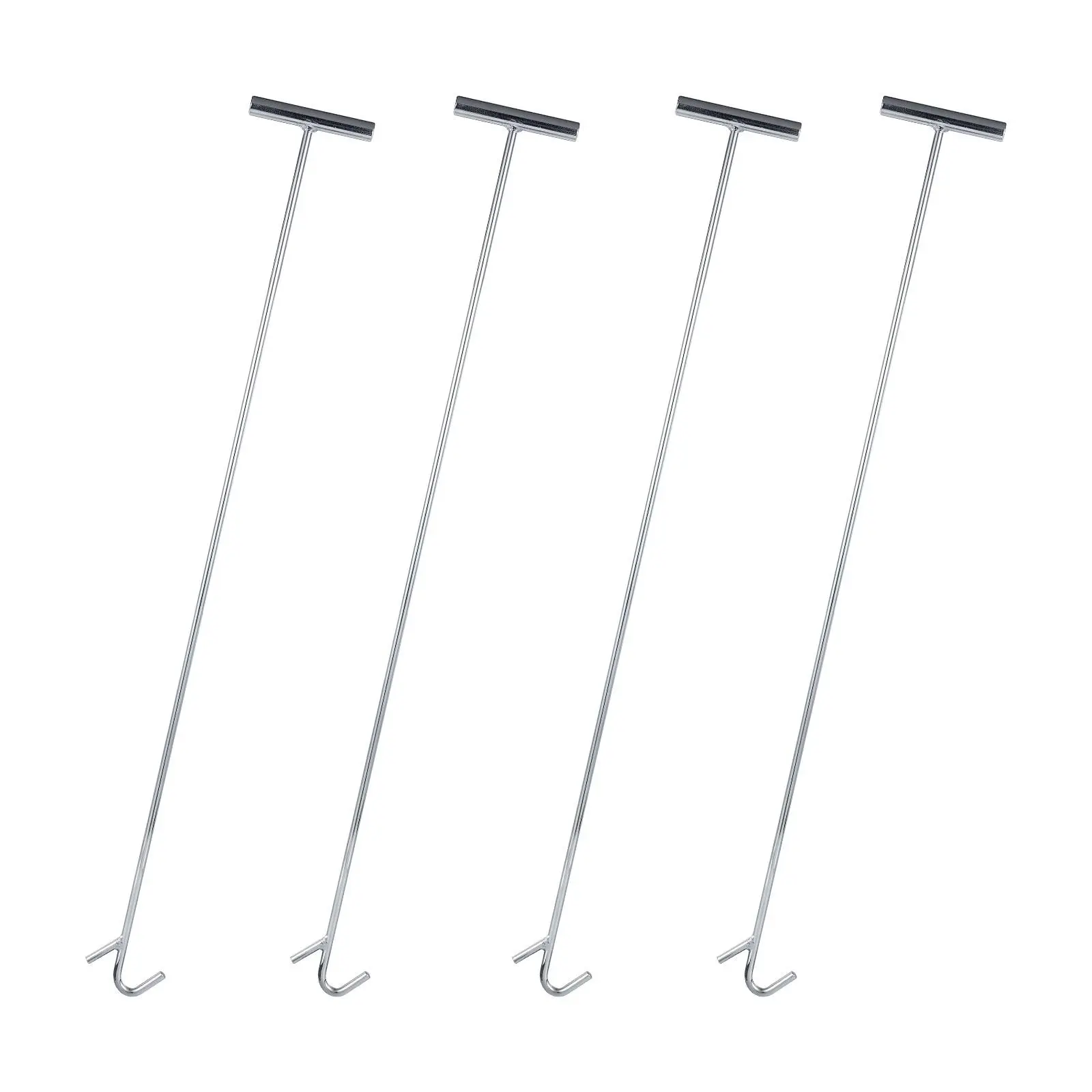 Universal 37 Inch 5th Wheel Release Pull Hook, Heavy Duty One-Piece Chrome Plated Solid Steel Fifth Wheel Pin Puller with J-Shaped Hook, 4 Pack