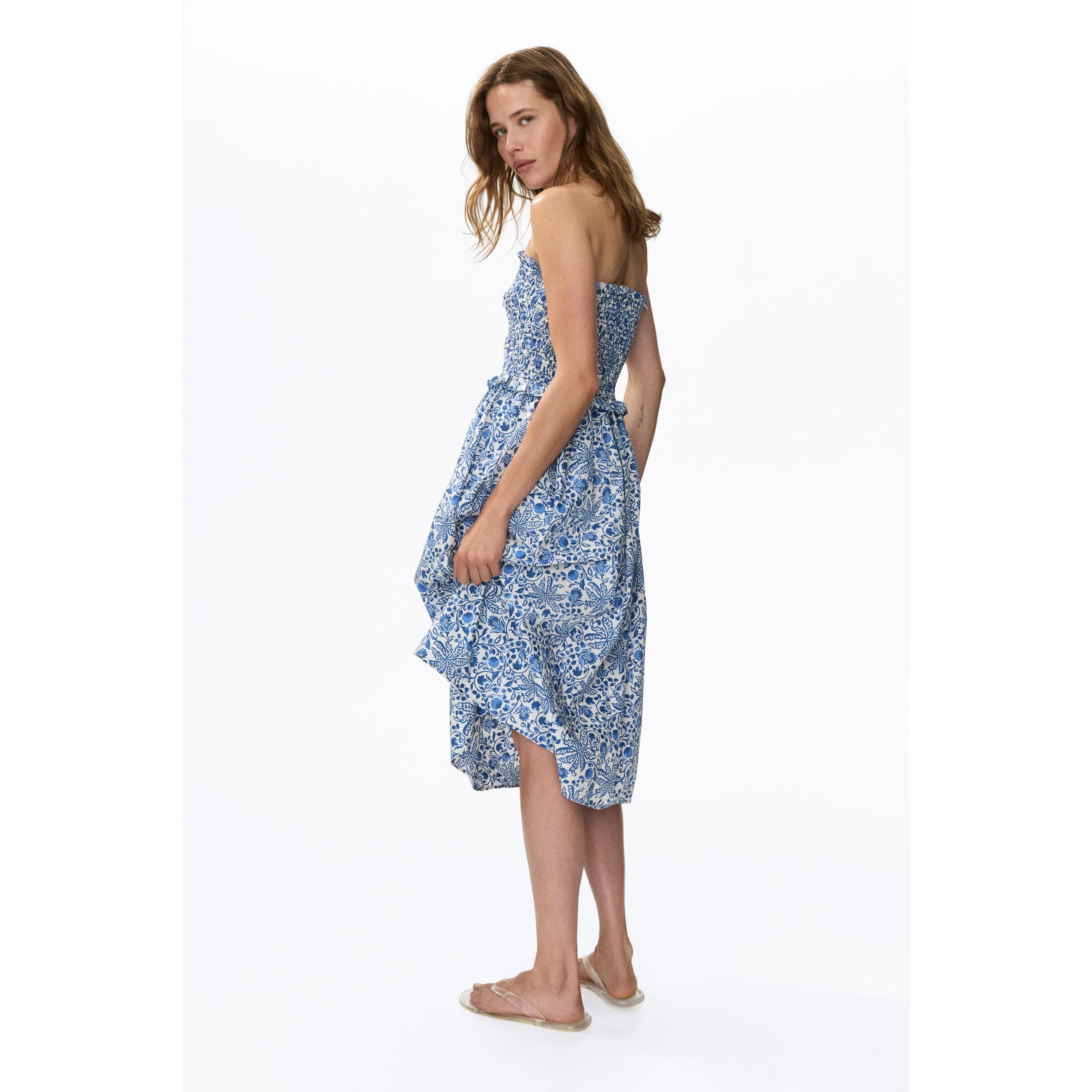 H&M Smocked-bodice bandeau dress