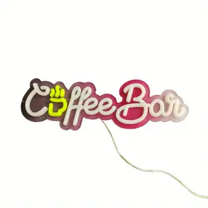 Coffee Neon Silicone Signboard LED Light, 14.17*4.72inch/14.17*4.72/In 7 Adjustable Luminous Atmosphere Light, USB Cafe Drink Shop Night Light, Hanging Screwable Acrylic Signboard Light pretty neon neonbrows lc neon
