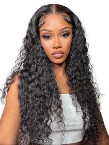 4x4 HD Lace Closure Glueless Wig Deep Wave Human Hair Wig Pre-Cut Lace Pre-Plucked Pre-Bleached Ready to Wear for Women Wear&Go Deep Wavy Wigs