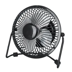 4 Inch Small USB Desk Fan, Mini Quiet Fan with Metal Construction & Strong Airflow & 360°Adjustable Tilt Angle, Personal Cooling Fan for Desktop Office