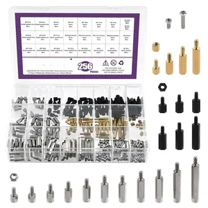 256 count M3 24 Sizes 3 Material Iron Nickel Plated/Brass/Nylon Hex Spacer Standoff Screw Nut  Kit, Standoff Male Female Metric Thread Motherboard Spacer for Crcuit Board Fixing
