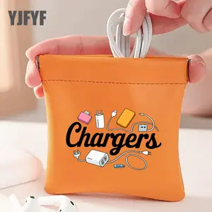 [Cable Organizer Pouch] Multicolor Charger and Cable Organizer Pouch - Light Green with Random Printing - for Data Cables, USB Drives, Power Banks, and Mobile Phones - Suitable for Office and Travel Use