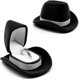 Creative Ring Box - Cute Strawberry & Cowboy Hat   Case for Engagement, Wedding, Proposal, Anniversary, Birthday (Cowboy Hat Ring Box)