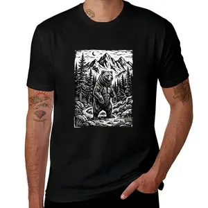 Vintage Woodcut Bear Mountain Graphic Tee - Rustic Nature Adventure T-Shirt - Shipped from NY