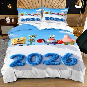 2026 Spongebob Squarepants Pattern Quilt Cover Set, Soft And Durable Bedding Set, Contains 1 Duvet Cover And 1 Or 2 Pillowcases, Suitable For Children And Adults Daily Holiday Birthday Gifts Bedroom Decorations