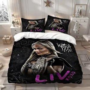 3pcs WWE Liv Morgan Patterned three-piece set, soft and comfortable bedding set, Decorative Bedding, suitable for family bedroom and guest room, the gift for family, friends and loved ones, 1 Duvet Cover + 2 Pillowcases (No Insert)