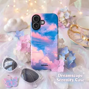 Aesthetic Cotton Candy Cloud Phone Case for iPhone 17 Cute Y2K Pastel Dreamscape Serenity Girly Shockproof Protective Cover with Whimsical Design and Reliable Protection