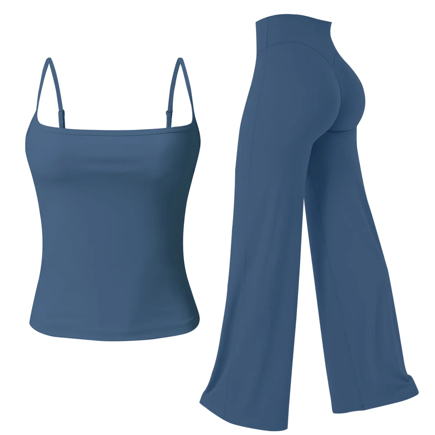 Jetjoy High Waist 30‘’ Inseam  Workout Leggings for Women 2 Piece Set, Loose Fit Straight Leggings & Basic Tank Top with Adjustable Straps, Ideal for Gym Yoga & Casual Wear, Soft Stretch Fabric, 30" Inseam Leggings Aesthetics