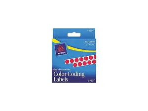 Avery 05790 Permanent Self-Adhesive Color-Coding Labels, 1/4in dia, Red, 450/Pack