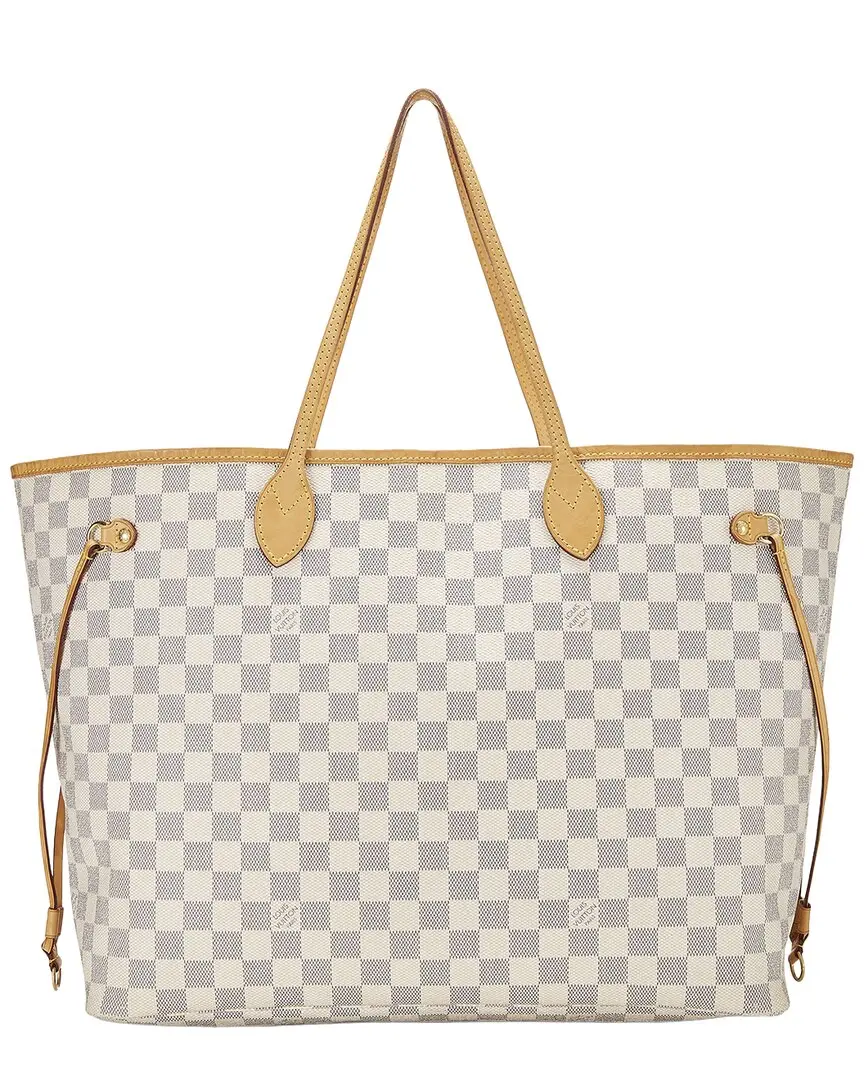 Louis Vuitton White Damier Azur Coated Canvas Neverfull No Pouch GM (Authentic  Pre-Loved)