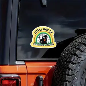 Little Black Sunshine Car Sticker, Cute Skull & Drink & Rainbow Pattern Car Decal, Waterproof & Durable Car Exterior Decoration Accessories
