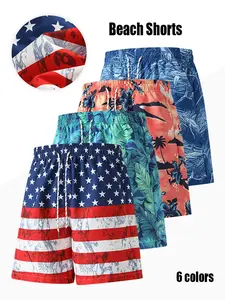 Men's Beach Resort Shorts – Summer Casual Comfortable Beach Shorts, Men's Everyday Bottoms, Tropical Print Shorts, Mid-Leg Length (Not Above the Knee), Elastic Waist Sports Bottoms, Outdoor Surf Shorts