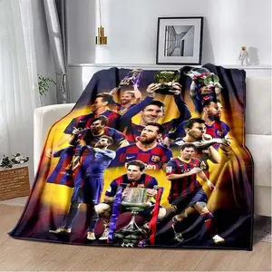 Leo Messi Blanket NO.10 Football Messi Blanket Football Fans Gifts  Soft Flannel Blanket Suitable For Sofa Beds Living Rooms Beloved By Both Adults And Children Birthday Gifts Holiday Party Home Decor