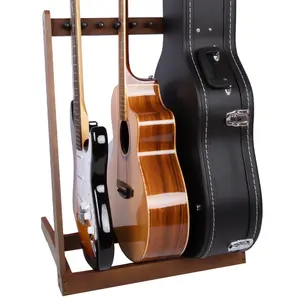 STRICH Guitar Stand for Multiple Guitars, Hardwood Guitar Rack for 5 Electric Guitar Bass, or 3 Acoustic Guitars, Padded Multi Guitars Display for Home, Studio, SMT-10 (5-Holder)