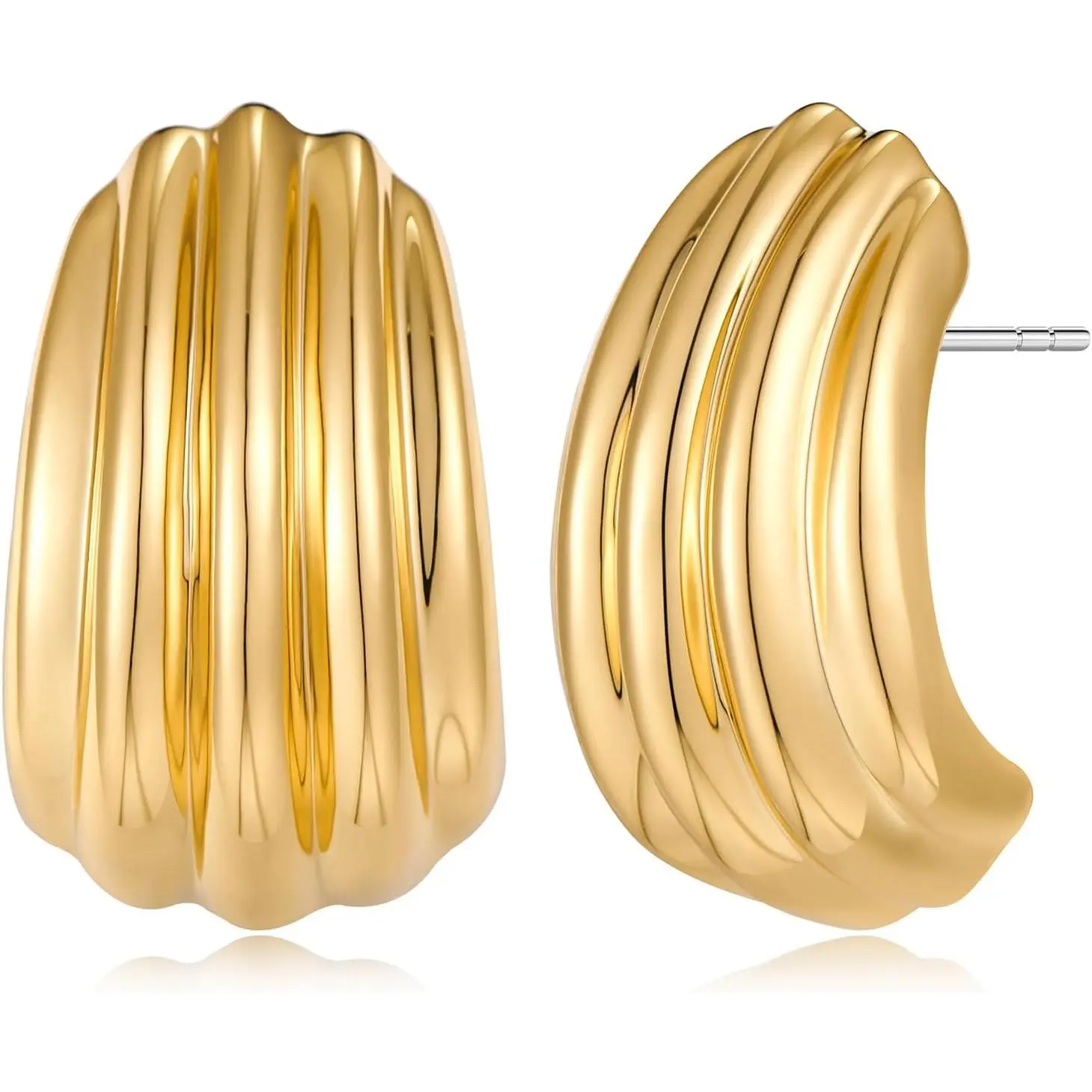 Chunky Gold Textured Earrings for Women Trendy Minimalist Large Chunky Studs Fashion Jewelry