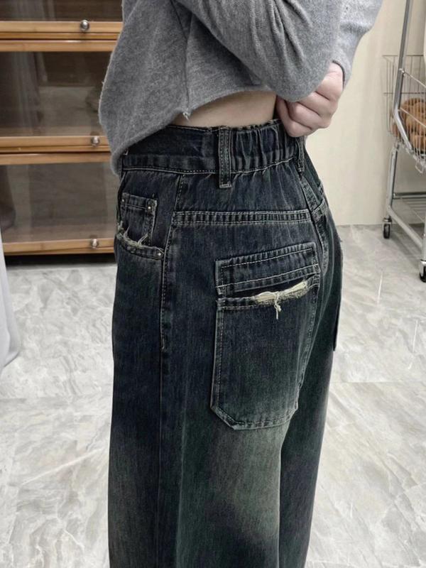 EMMIOL Wide Leg Baggy Jeans for Women – Y2K  Low Rise Denim jeans, Casual Streetwear 4 Pockets, Button Closure & Belt Loose Fit,baggy Fit Jean