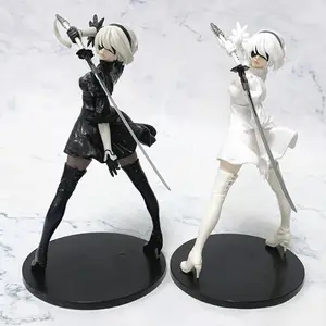 Hot 18CM Yorha 2B Black and White Series Anime Figure PVC Collectible Action Figures Model Doll Statuette Gift