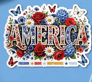 American Floral Sticker, Celebration Independence Day 250th Pantriot Waterproof Vinyl Stickers - Cars, Trucks, Laptops, Coolers, Toolboxes, Windows & More Waterproof Vinyl Sticker