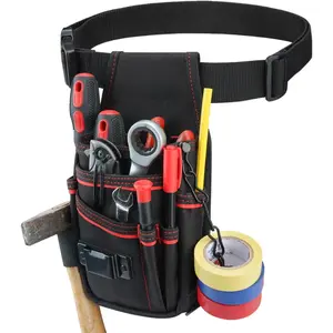 Electrician Tool Pouch with Belt Clip - 7-Pocket Lightweight Small Tool Belt Pouches for Carpenters, Technicians, HVAC - Heavy Duty Multi-Pocket Organizer for Construction, Maintenance, DIY Tools