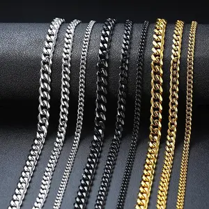Men's Necklace Titanium Steel Cuban Link Chain real  jewelry non tarnish Color Hip Hop Jewelry chain for men