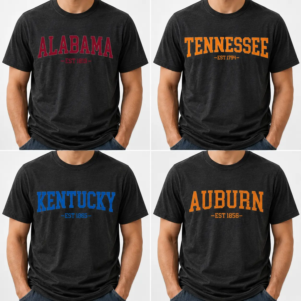Women's Vintage Varsity State Short-Sleeve Classic Cotton Stretch T-Shirt, Distressed Athletic Graphic Tee, Unisex Tapered Campus Casual Back to School Gift Outfit