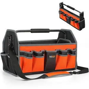 TUFFWORX Tool Tote Bag, 15-Pocket Storage Organizer, Heavy-Duty Handle, Orange and Black TUFFWORX Tool Tote Bag, 15-Pocket Storage Organizer, Heavy-Duty Handle, Orange and Black