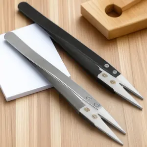 Anti-Magnetic Heat-Resistant Stainless Steel Ceramic Tip Tweezers - Non-Conductive ESD Safe for Lab, Jewelry DIY, Mobile Repair, Micro-Welding & Precision Work