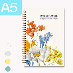 2026 Budget Planner Notebook, A5 Size, Watercolor Floral Cover, Durable Spiral Binding, Multiple Colors Available, Portable Finance Journal