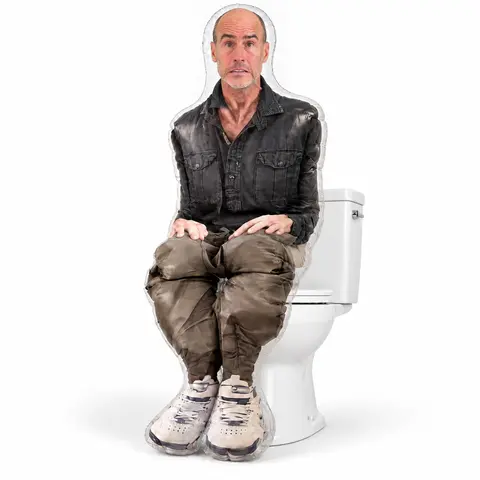 Inflatable Squatting Andy Jump Scare Prank by FUN Delivery – Life Size Inflatable Man for Bathroom & Office Pranks, Funny Gag Gift for Coworkers & Roommates, April Fools, Halloween & White Elephant