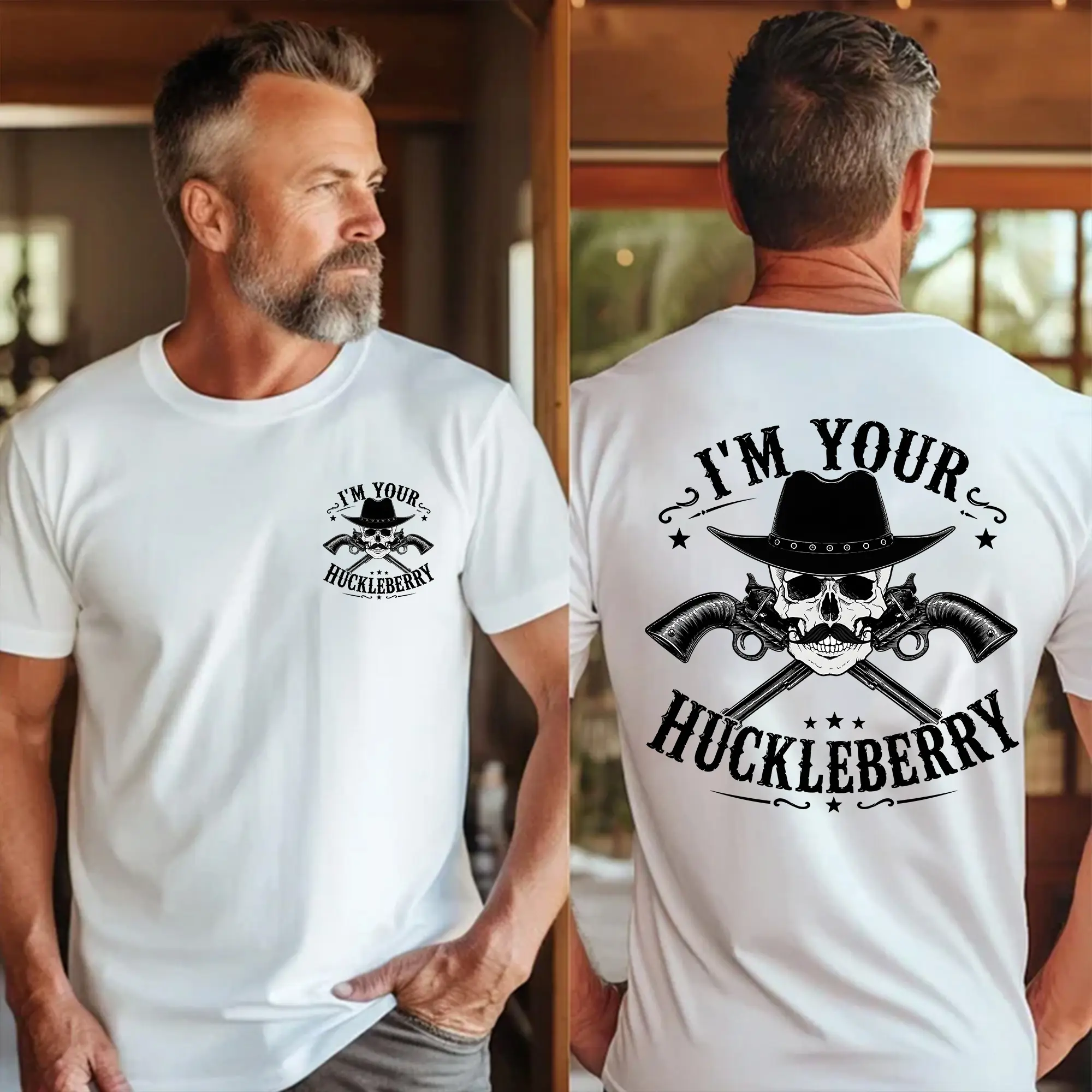Doc Holliday V2 Tombstone I'm Your Huckleberry - Distressed Cowboy Gunfighter T-Shirt, Western Movie Quote Graphic