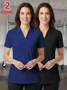Women's Moisture-Wicking Breathable Polo Shirt Set, Short Sleeve Casual Sports Top Tee for Running Golf, Loose Fit All Seasons, Activewear Running