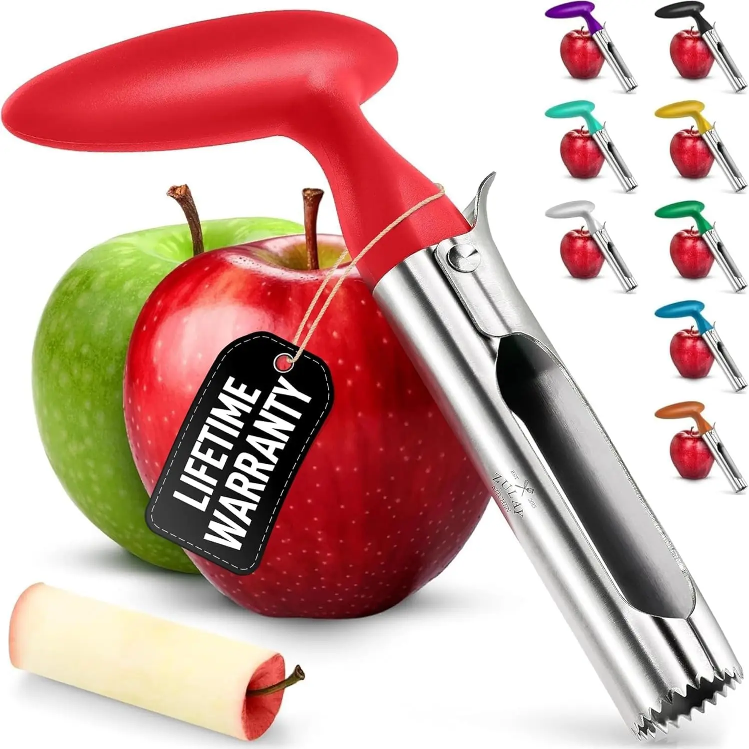 Premium Apple Corer Tool - Ultra Sharp, Stainless Steel, Serrated Blades for Easy Coring - Easy to Use & Clean, Durable Apple Corer Remover for Baking Apples & More - Red-ZENG