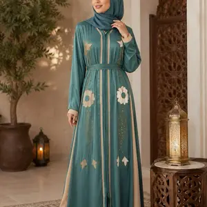 Women's Dubai Luxury 1-Piece Abaya, with Matching Hijab and Belt