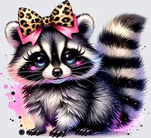 BOW LEOPARD PRINT RACOON BOW LEOPARD PRINT RACOON