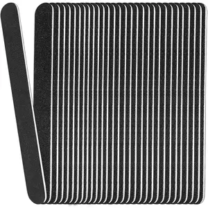 Board Nail Files (24 Pack), 100/180 Grit Wooden Nail File for Natural Nails, 7 Inches Emory Filers Manicure Tool Set Disposable Nail File for Home Salon Black