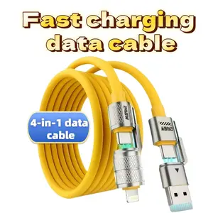4-In-1 Multi-Function USB-C Lightning Data Cable, Compatible with iPhone 16/15, Macbook, iPad, Supports Lightning/type C/USB-A Ports
