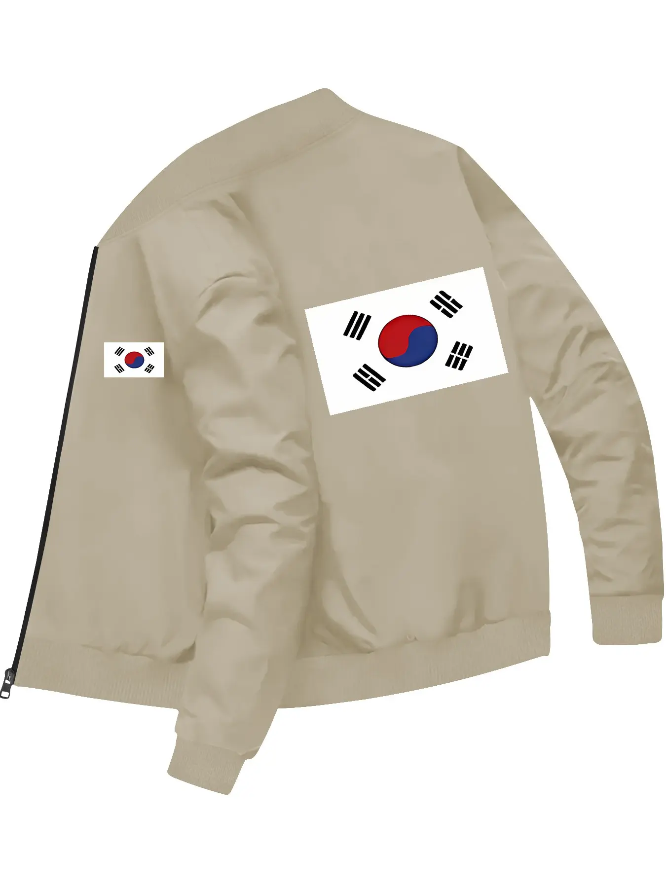 Casual Trendy Personalized South Korean Flag Printed Zipper Baseball Jacket for Daily Street Outfits and Casual Wear