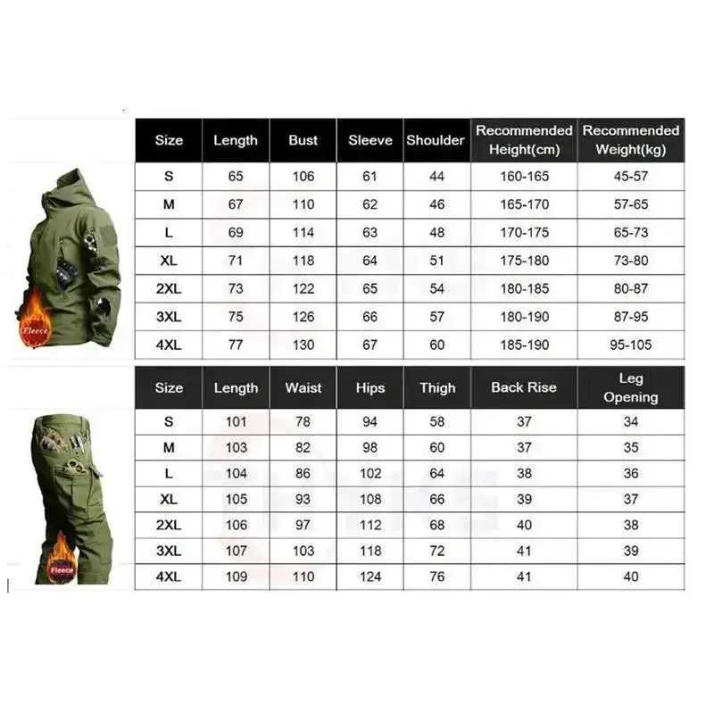 New Men's Winter Jacket Tactical Sets FleecedWindproof Waterproof Padding Suits Uniform Pockets Camo New Men's Winter Jacket Tactical Sets FleecedWindproof Waterproof Padding Suits Uniform Pockets Camo
