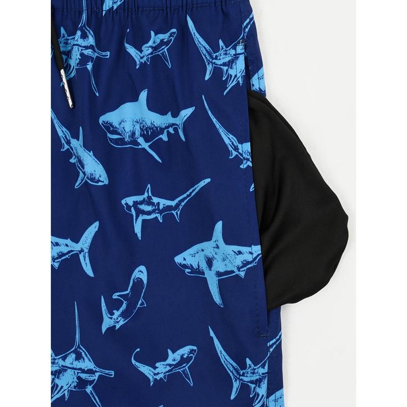 3 Pieces Pack Men's Swim Trunks with Compression Liner Beach Swim Shorts