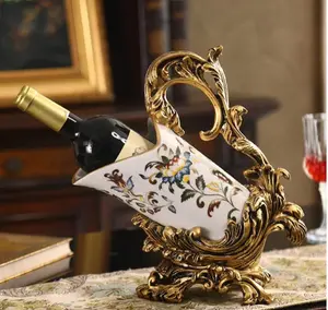 Wine Holder with Ornate Gold Floral Design – Elegant Home Decor Wine Rack