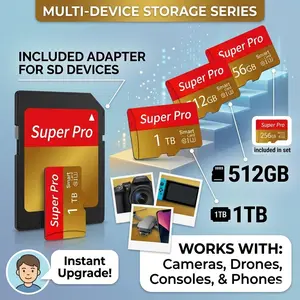 Fast Micro SD Card with Adapter, 256GB/512GB/1TB