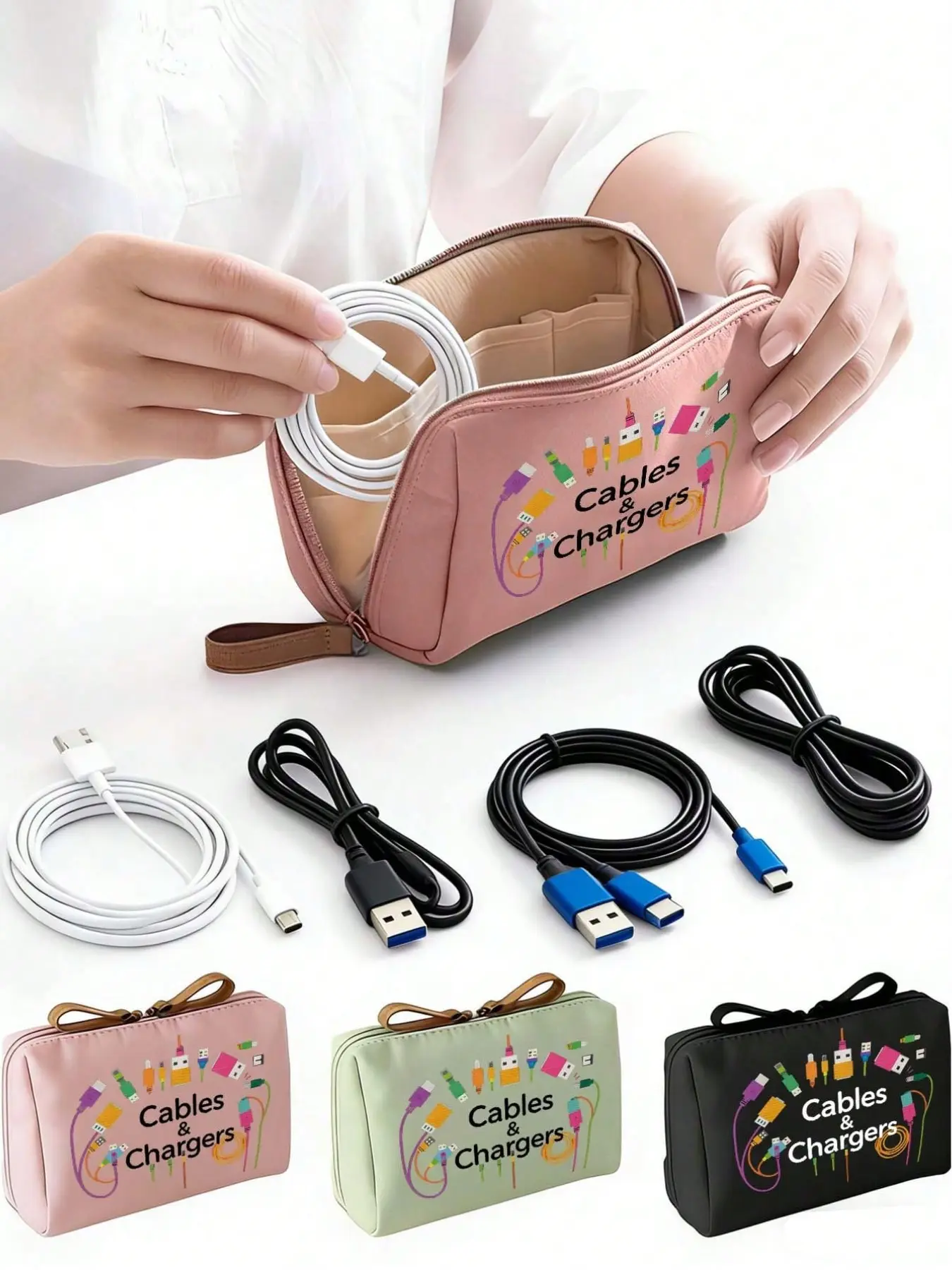 Digital data cable organizer, portable travel electronic organizer bag, Travel organization pouch, Portable travel accessories, suitable for external hard drives, power banks, earphones and chargers, phone cases, earbuds, etc., Travel Essentials